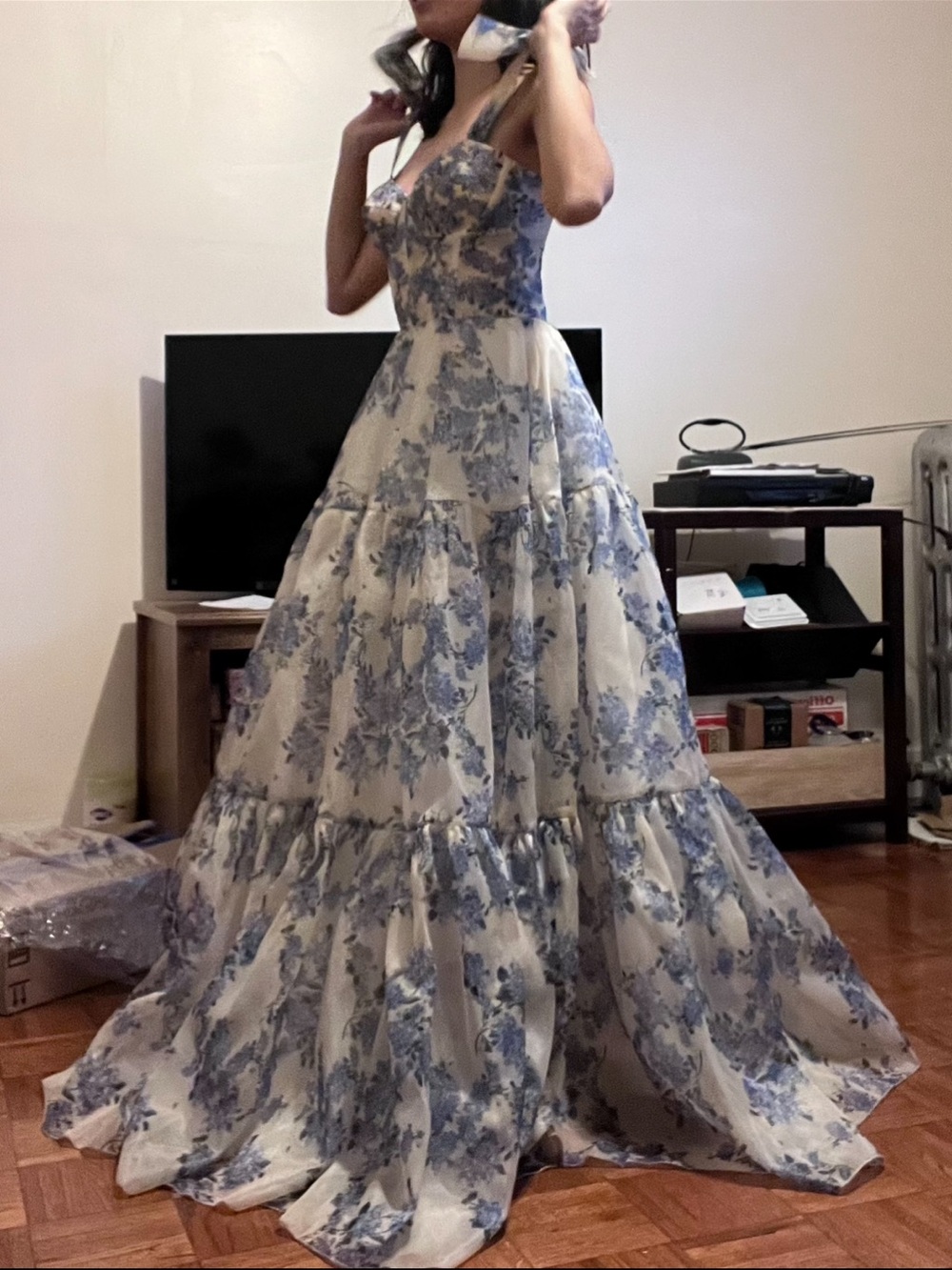 Milla Hydrangea Tiered Maxi Dress with Adjustable Straps